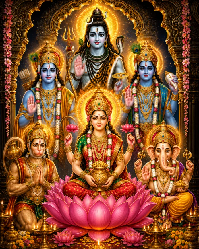 Sacred artwork of Shiva, Shri Ram, Vishnu, Lakshmi, Hanuman and Ganesha